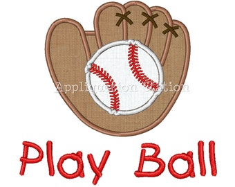 Baseball and Glove Mitt Applique Machine Embroidery Design Boy Sport Play Ball INSTANT DOWNLOAD