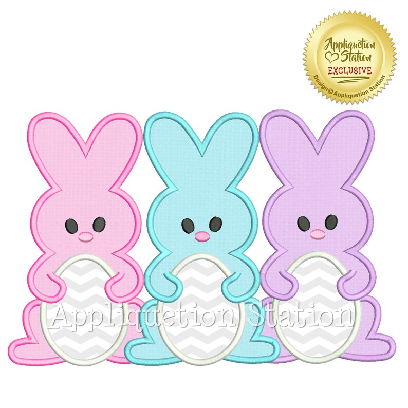 Bunny With Easter Egg Trio Applique Machine Embroidery Design Spring ...