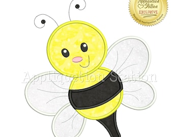 Lindo diseño de bordado a máquina de aplique de abeja Bugzee para bebé niño/niña insecto bicho DESCARGA INSTANTÁNEA
