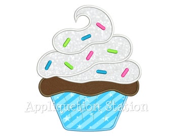 Cupcake Swirl with Sprinkles Applique Machine Embroidery Design dessert cake birthday party INSTANT DOWNLOAD