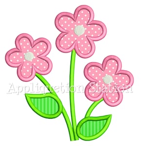 Flower Trio Applique Machine Embroidery Design Three Daisy INSTANT DOWNLOAD image 3