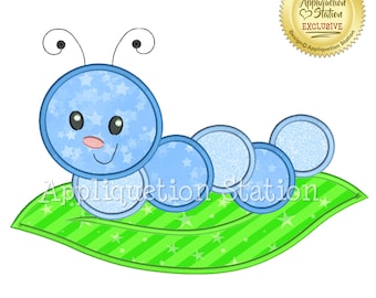 Cute Bugzee 2 color Caterpillar Applique Machine Embroidery Design boy/girl baby insect bug INSTANT DOWNLOAD