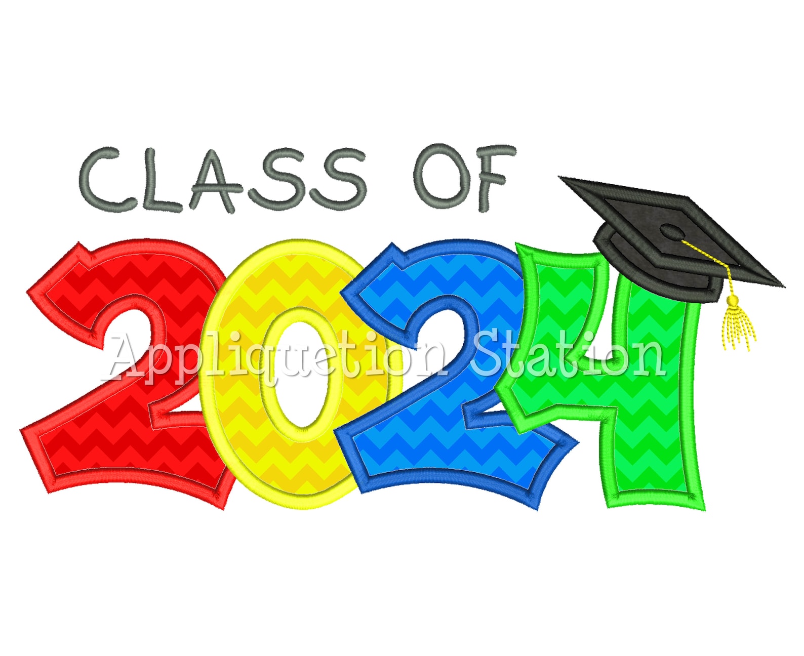 Graduate Class of 2024 Applique Machine Embroidery Design Grad Etsy