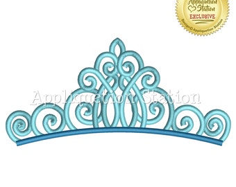 Fancy Tiara Crown Machine Embroidery Design Aqua Birthday Princess INSTANT DOWNLOAD