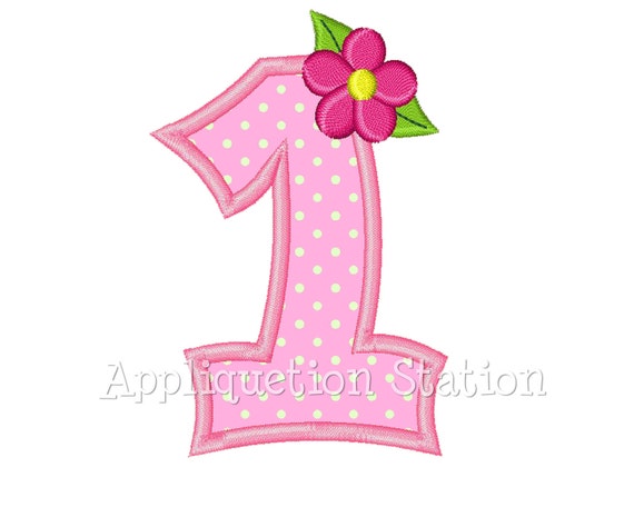 Numero uno fiore 1 compleanno Applique macchina ricamo Design rosa PRIMA  ragazza DOWNLOAD immediato -  Italia