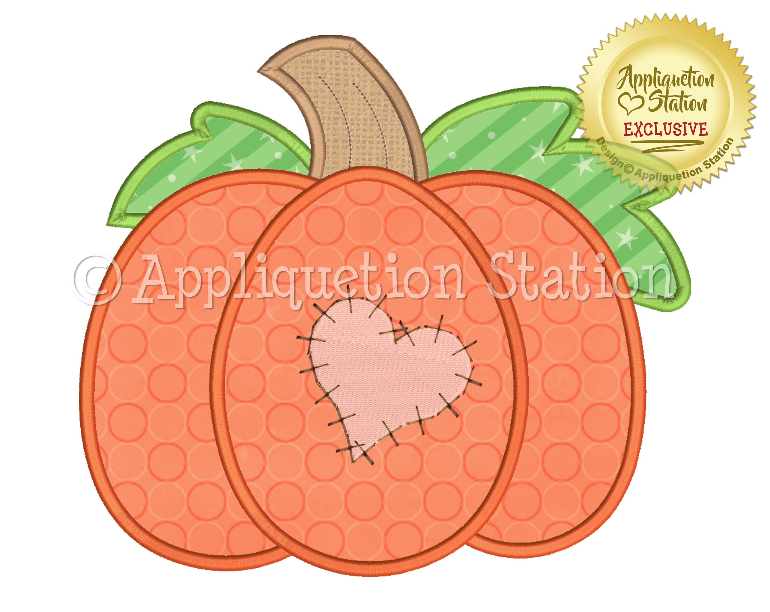Diseño de bordado a máquina con aplique de parche de calabaza con corazón  para otoño, Acción de Gracias, país, DESCARGA INSTANTÁNEA