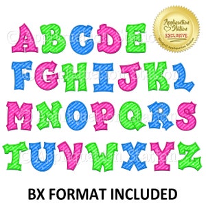 BX Applique Font Bubble Alphabet Set Machine Embroidery Design Bold boy or girl INSTANT DOWNLOAD