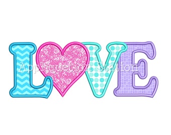 Valentine Heart LOVE Applique Machine Embroidery Design INSTANT DOWNLOAD