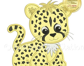 Applique Cheetah Machine Embroidery Design Zoo Pals Boy Girl Cute Leopard Safari animal baby INSTANT DOWNLOAD