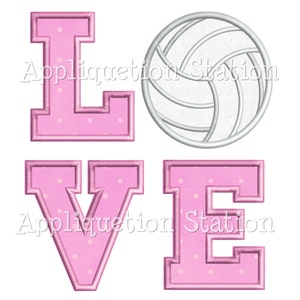 LOVE Volleyball Applique Machine Embroidery Design Pattern sports INSTANT DOWNLOAD