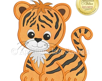 Applique Tiger Machine Embroidery Design Zoo Pals Boy Girl Cute Safari animal baby INSTANT DOWNLOAD