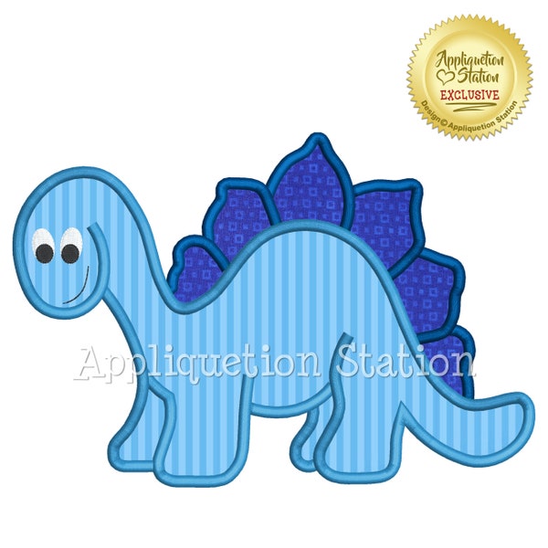 Applique Dinosaur Machine Embroidery Design Cute Boys Pattern Blue INSTANT DOWNLOAD