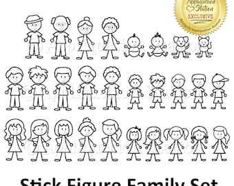 Stick Figure Family Machine Embroidery Design Build your own INSTANT DOWNLOAD