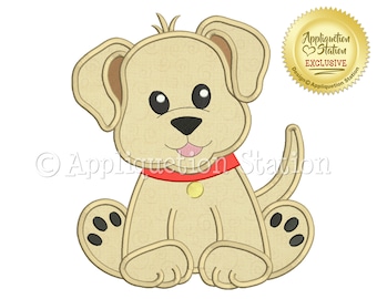 Applique Pupzie Labrador Machine Embroidery Design Pattern Boy Cute Baby Dog puppy black yellow chocolate retriever animal INSTANT DOWNLOAD