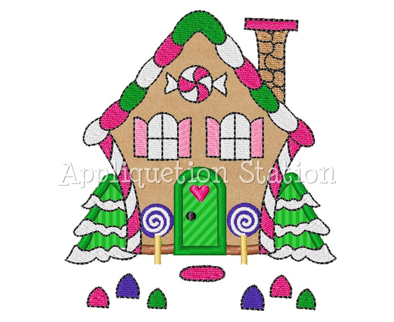 Gingerbread House Applique Machine Embroidery Design Candy Etsy