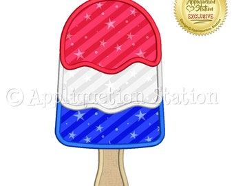 Popsicle 3 Color Applique Machine Embroidery Design summer patriotic ice cream INSTANT DOWNLOAD