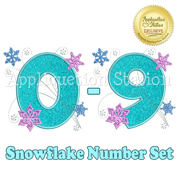 BX Snowflake Numbers Set Birthday Applique Machine Embroidery Design Frozen Winter Princess 1,2,3,4,5,6,7,8,9,0 INSTANT DOWNLOAD