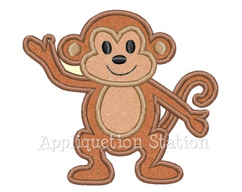 Monkey Tropical Applique Machine Embroidery Design Cute boys or girls INSTANT DOWNLOAD