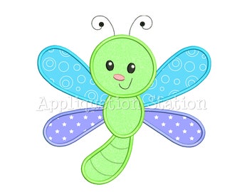 Cute Bugzee Dragonfly Applique Machine Embroidery Design boy/girl baby insect bug INSTANT DOWNLOAD