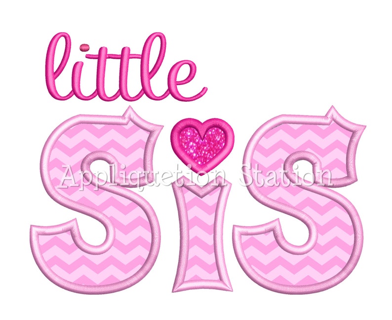 Little Sis Applique Machine Embroidery Design Sister Sibling Etsy