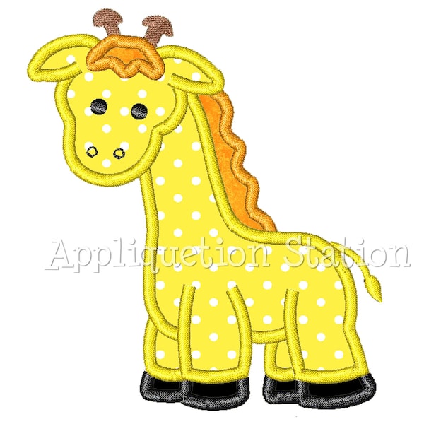 Giraffe Applique Machine Embroidery Design Pattern baby animal boy girl yellow INSTANT DOWNLOAD