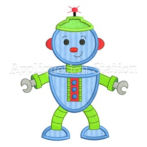 Robot Applique Machine Embroidery Design Download blue boy baby INSTANT DOWNLOAD