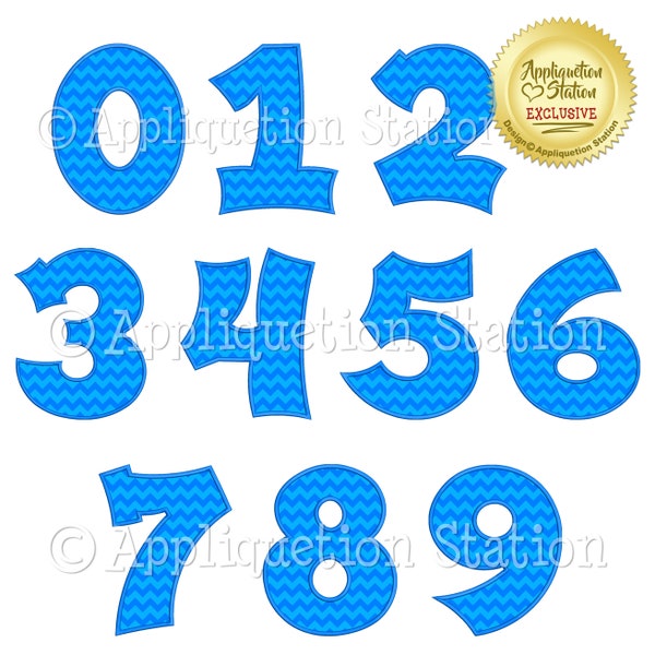 BX Bubble Plain Birthday Numbers Set Applique Machine Embroidery Design 1st first boy girl 0,1,2,3,4,5,6,7,8,9 blue  INSTANT DOWNLOAD