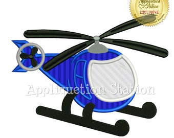 Helicopter Applique Machine Embroidery Design blue red boy vehicle INSTANT DOWNLOAD