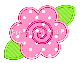 Flower Swirl Applique Machine Embroidery Design Pink INSTANT DOWNLOAD