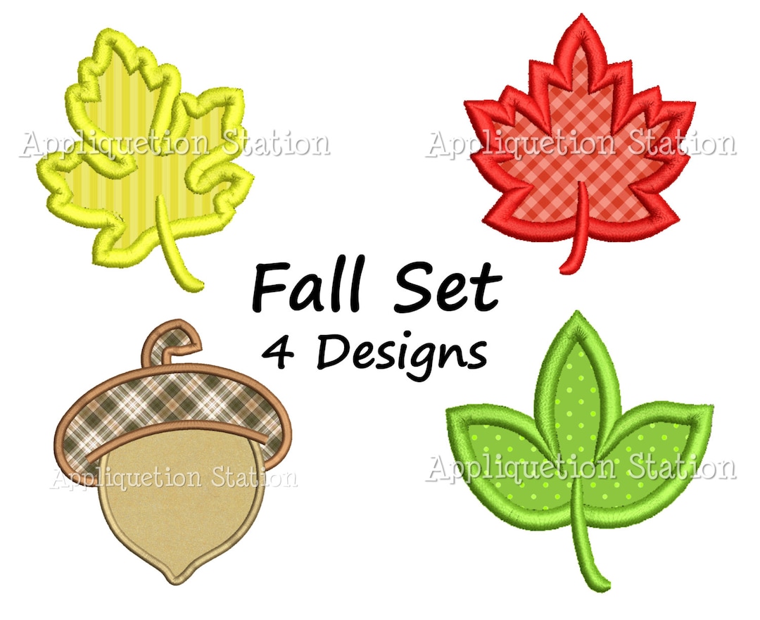 Fall Leaf Set With Acorn Applique Machine Embroidery Design ...