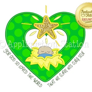Christmas Nativty Heart Creche Baby Jesus Applique Machine Embroidery Design Baby Jesus John 3:16 Holiday INSTANT DOWNLOAD