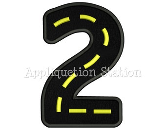 Road Number Two 2nd Birthday Applique Machine Embroidery Design boy 2 INSTANT DOWNLOAD