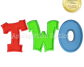 Number TWO Birthday Applique Machine Embroidery Design mutli color boy girl second 2nd INSTANT DOWNLOAD