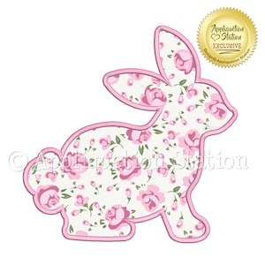 Bunny Silhouette Applique Machine Embroidery Design happy easter profile spring INSTANT DOWNLOAD