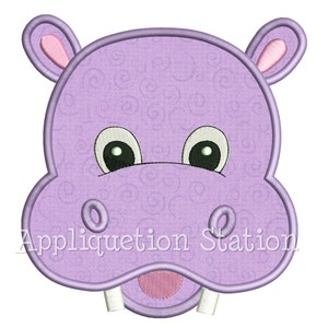 Zoo Baby Head Hippo Applique Machine Embroidery Design Boy Girl Cute Jungle Safari animal INSTANT DOWNLOAD
