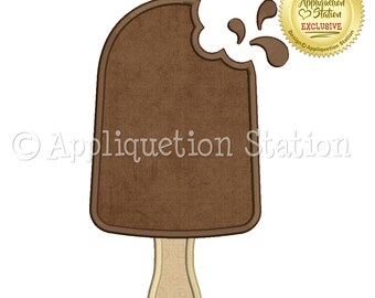 Popsicle with Bite Applique Machine Embroidery Design summer bite taken out ice cream INSTANT DOWNLOAD