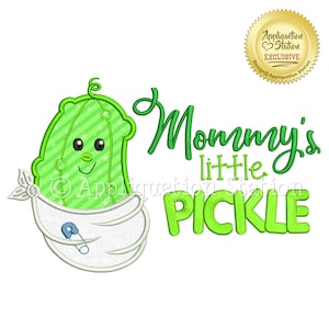 Mommy&#39;s Little Pickle Baby Applique Machine Embroidery Design Cucumber Diaper INSTANT DOWNLOAD