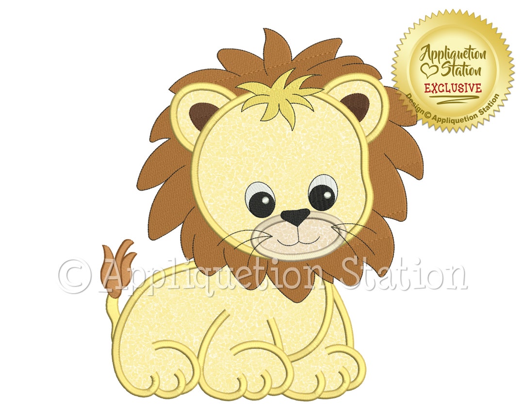 Applique Lion Machine Embroidery Design Zoo Pals Boy Girl Cute Etsy