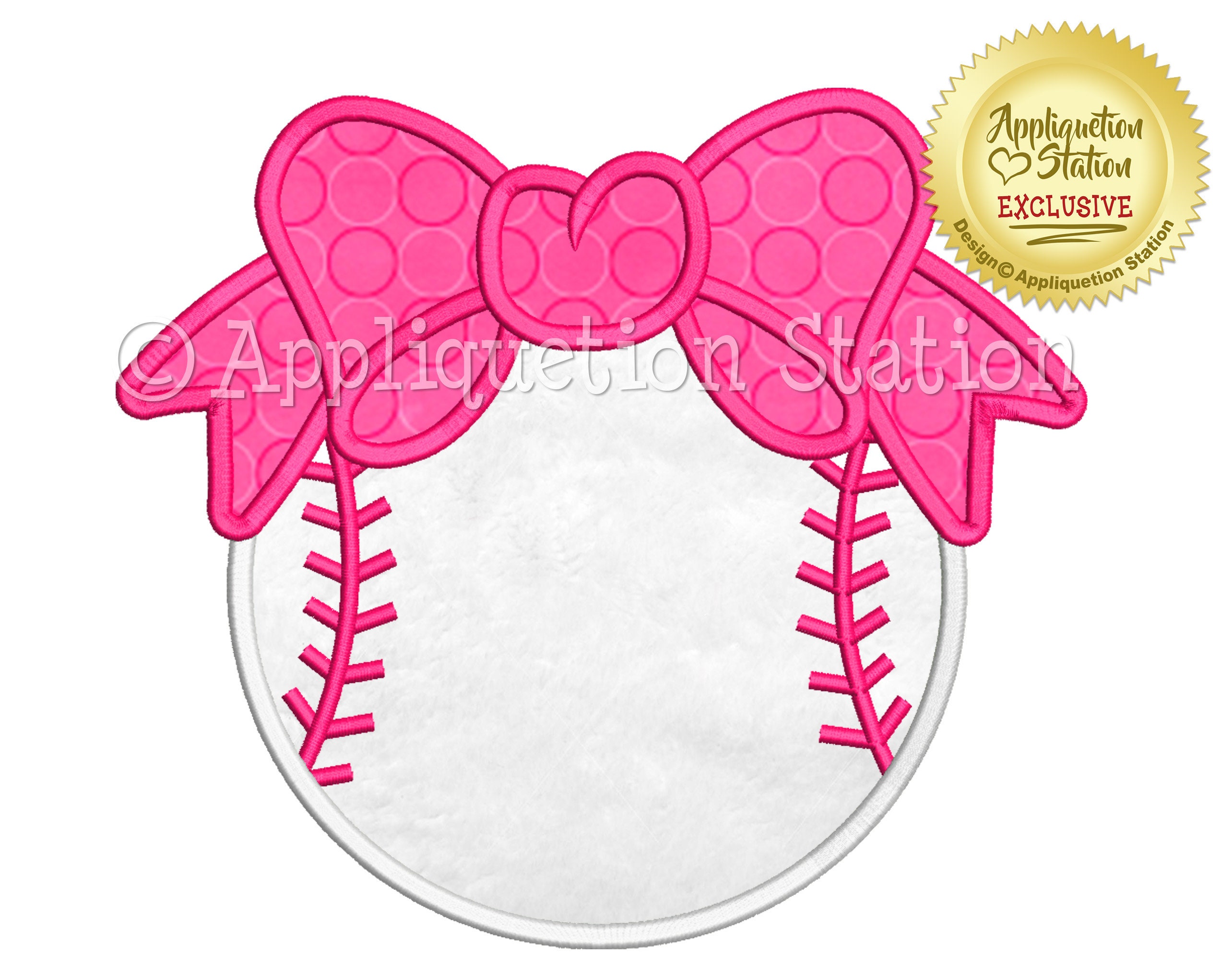 Baseball With Bow for Monogram Applique Machine Embroidery - Etsy Sweden