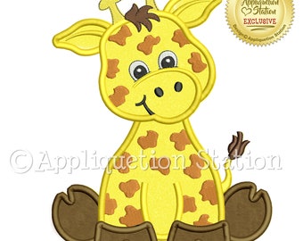 Applique Giraffe Machine Embroidery Design  Zoo Baby Cute Safari animal INSTANT DOWNLOAD