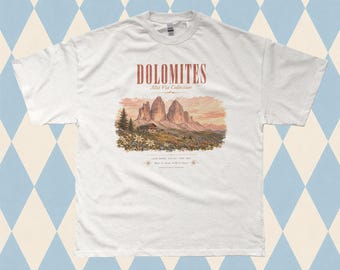 Dolomites Alta Via Vintage Graphic Tee | Italian Alps Souvenir Shirt | Tre Cime Italy Mountain Tee