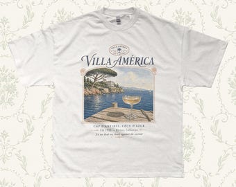 Villa América Cap d'Antibes Vintage Graphic Tee | French Riviera Souvenir Shirt | Côte d'Azur Tee