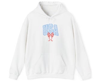 Sudadera con lazo de EE. UU., sudadera con capucha patriótica roja, blanca y azul, top de verano femenino con estilo americano.