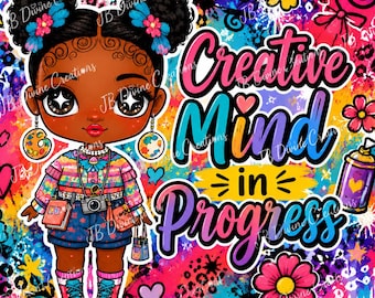 Creatieve geest in uitvoering, png PNGEgg | Clipart zwart meisje | Sublimatieontwerp | DTF-overdracht, png-bestand | Bekerverpakking | Direct downloaden