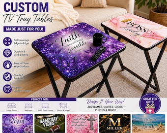 Custom TV Tray Table | Personalized Folding TV Table | 19 x 14.5 x 26H Custom Photo Table | Gift for Mom, Dad, Boss, Sports Fans