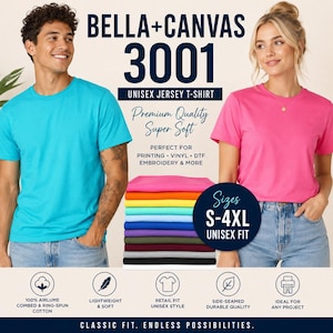 BELLA CANVAS 3001 UNISEX Blank T-shirt Premium Soft Cotton Tee S-4XL afbeelding 1