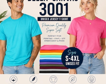 BELLA CANVAS 3001 UNISEX Blank T-shirt Premium Soft Cotton Tee S-4XL  (Local Pickup Only)