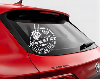 Autosticker vredesteken skelet | Vinylsticker Go Around Me I Left On Time