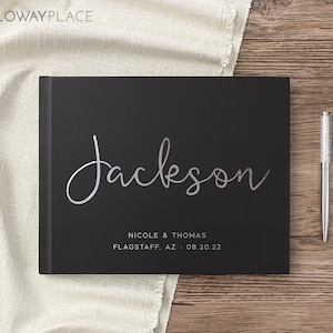 Wedding Guest Book Wedding Guestbook Wedding Gift Idea Wedding Sign in Book, Landscape Photo Album Black Silver Foil Colors Available