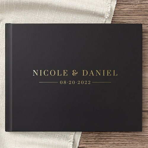 Wedding Guest Book Black and Gold Wedding Guestbook Wedding Etsy